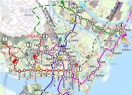 汕頭市城市軌道交通首期建設線路網