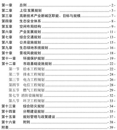 高新區(qū)總體規(guī)劃目錄