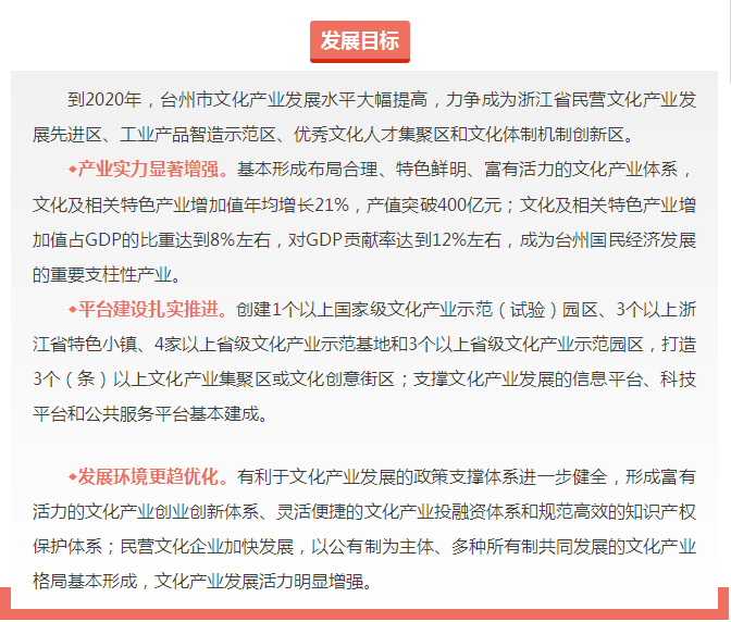 《臺州市文化產業“十三五”發展規劃》