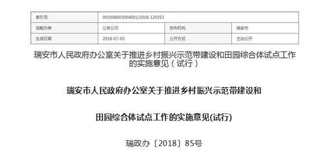 瑞安市田園綜合體政策