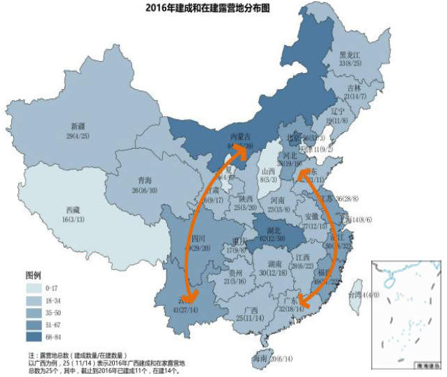 我國帳篷露營地空間分布 我國帳篷露營地空間分布