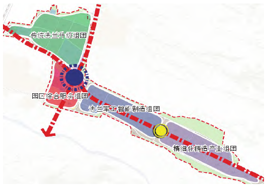 法蘭智能制造產(chǎn)業(yè)園區(qū)建設(shè)空間結(jié)構(gòu)圖 法蘭智能制造產(chǎn)業(yè)園區(qū)建設(shè)空間結(jié)構(gòu)圖