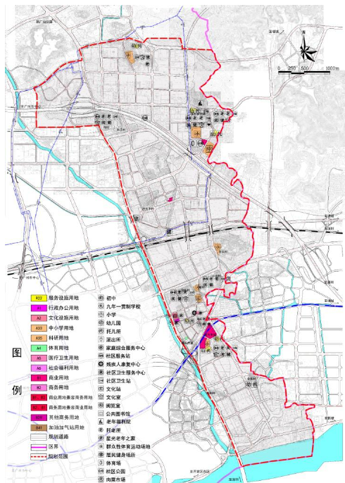 廣州開發區云埔工業區的公共服務設施規劃示意圖 廣州開發區云埔工業區的公共服務設施規劃示意圖