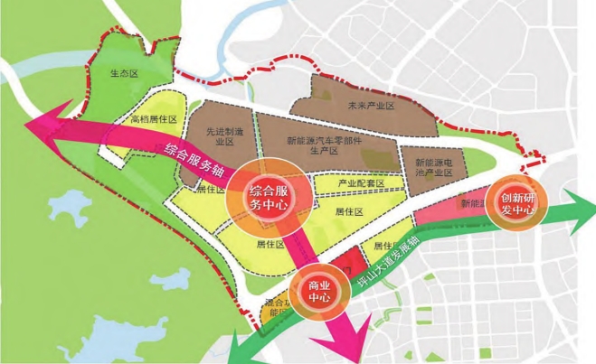 深圳市龍田片區規劃結構空間示意圖 深圳市龍田片區規劃結構空間示意圖