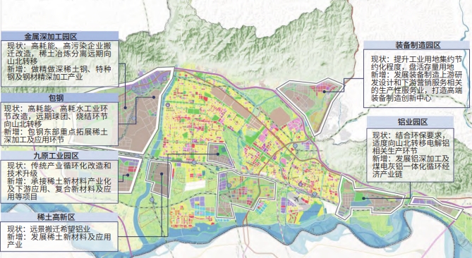 包頭市中心城區工業空間布局優化與發展方向指引示意圖 包頭市中心城區工業空間布局優化與發展方向指引示意圖