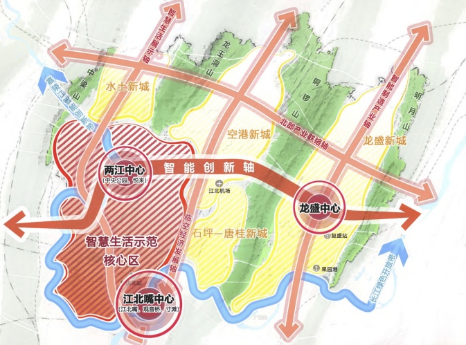 重慶市兩江新區(qū)總體空間格局圖 重慶市兩江新區(qū)總體空間格局圖
